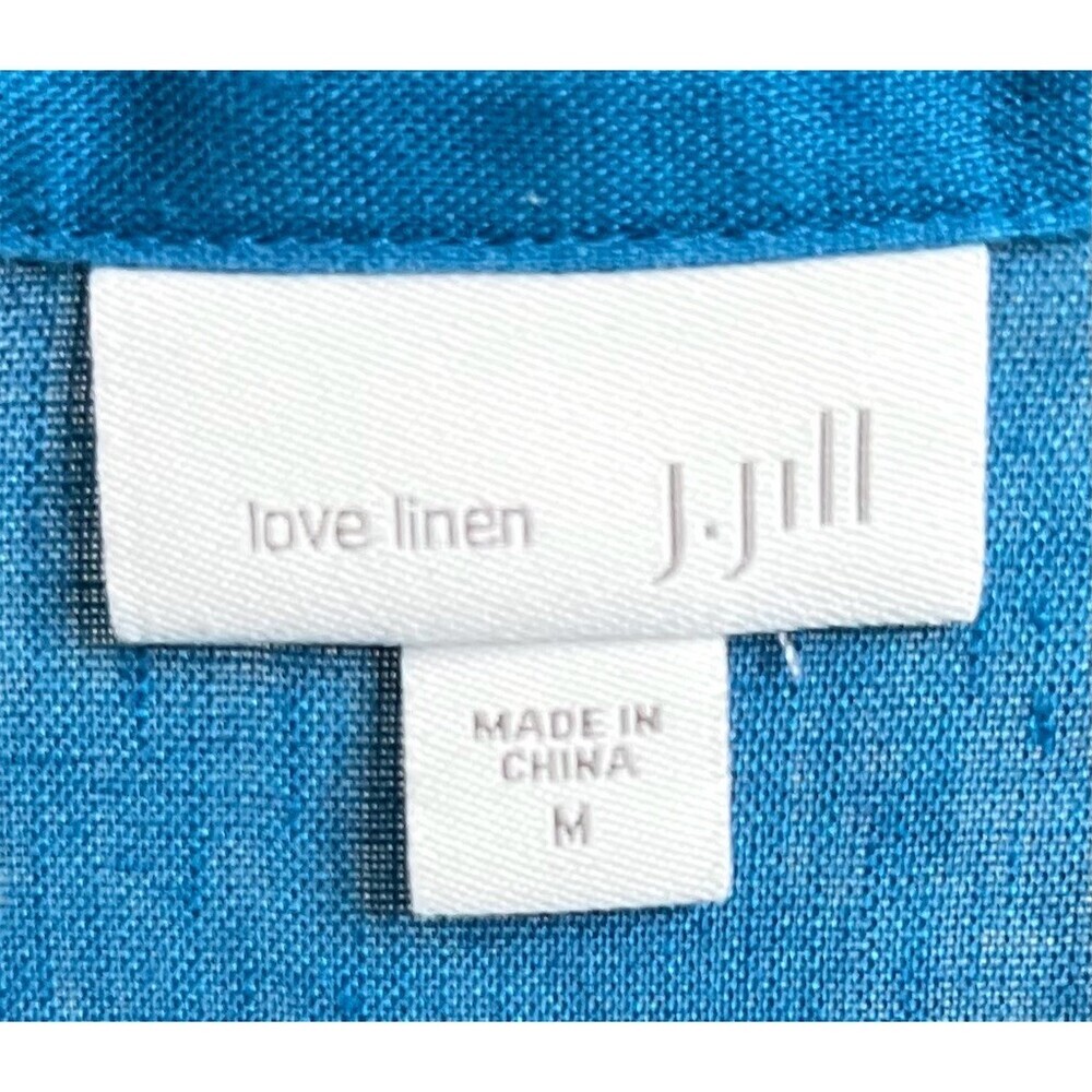 J. Jill 100% Linen Blue Tunic Top Womens M Breathable Beachy Summer Lightweight - Picture 10 of 11